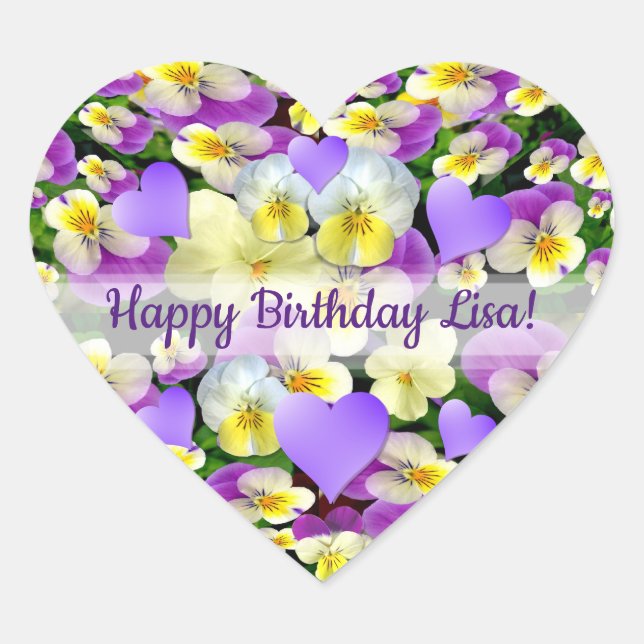 Pegatina En Forma De Corazón Pansy Perfect personalizado (Anverso)