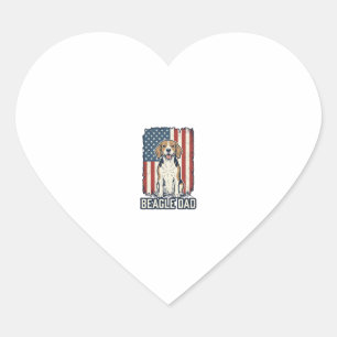 Pegatina En Forma De Corazón Papá Beagle Patriótico Diseño de Perro de Grabado 