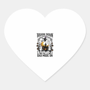 Pegatina En Forma De Corazón Papá Bruja Escoba de Halloween Rota Gráfico Antigu