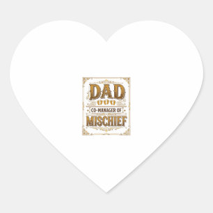 Pegatina En Forma De Corazón Papá Co-Gerente de Travesuras Diseño de Padre Dive
