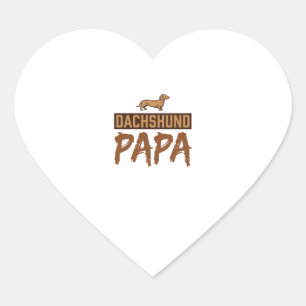 Pegatina En Forma De Corazón Papa Dachshund Grabado Vintage Diseño Papá Perro_1