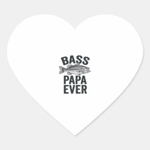 Pegatina En Forma De Corazón Papa de Bajo Siempre Camiseta de Papá de Pesca Vin