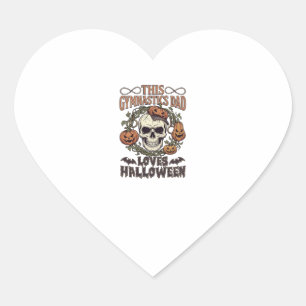 Pegatina En Forma De Corazón Papá de Gimnasia Ama Calabazas Murciélagos Cráneos