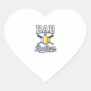Pegatina En Forma De Corazón Papá de peloteros béisbol sóftbol diseño vintage_1