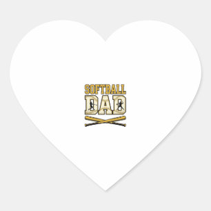 Pegatina En Forma De Corazón Papá de Sóftbol Grabado Vintage Bate Gráfico_1