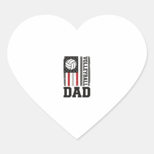 Pegatina En Forma De Corazón Papá de voleibol bandera americana grabado vintage