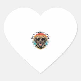 Pegatina En Forma De Corazón Papá Mastín Inglés Atardecer Vintage Perro Vector 