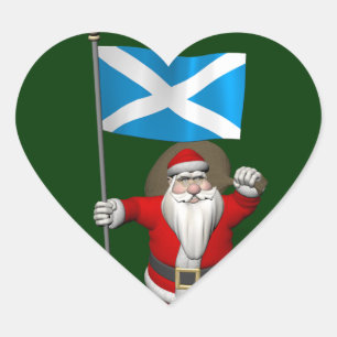Pegatina En Forma De Corazón Papá Noel con insignia de Escocia
