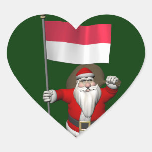 Pegatina En Forma De Corazón Papá Noel con insignia de Indonesia
