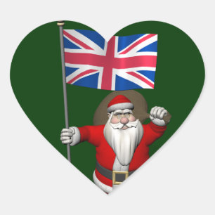 Pegatina En Forma De Corazón Papá Noel con insignia del Reino Unido