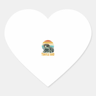 Pegatina En Forma De Corazón Papá Tortuga Grabado Vintage Atardecer Retro Vecto