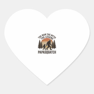 Pegatina En Forma De Corazón Papasquatch Vintage Bigfoot Camiseta Diseño de Pap
