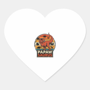 Pegatina En Forma De Corazón Papawsaurus Diseño Vectorial Retro Dinosaurio Atar