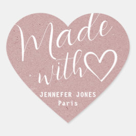 Pegatina En Forma De Corazón Papel Kraft hecho con caligrafía de corazón de amo