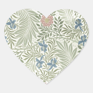 Pegatina En Forma De Corazón Papel pintado floral Larkspur de William Morris