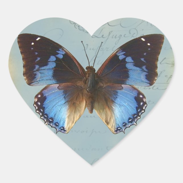 Pegatina En Forma De Corazón Papillon bleu (Anverso)