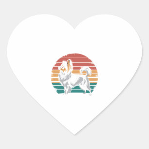 Pegatina En Forma De Corazón Papillon retro vintage Papillon Dog Lover Animal P