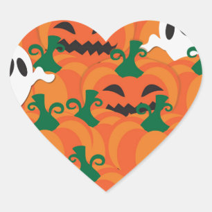 Pegatina En Forma De Corazón Parche Halloween Ghosts Haunted Pumpkin