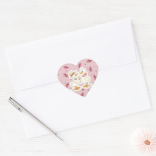 Pegatina En Forma De Corazón Pareja de patos románticos