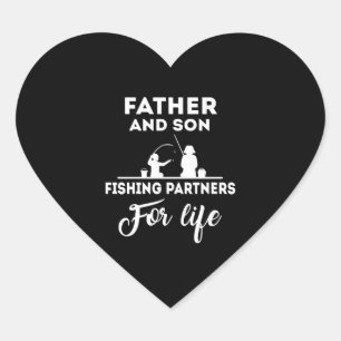 Pegatina En Forma De Corazón Parejas pesqueras de padres e hijos