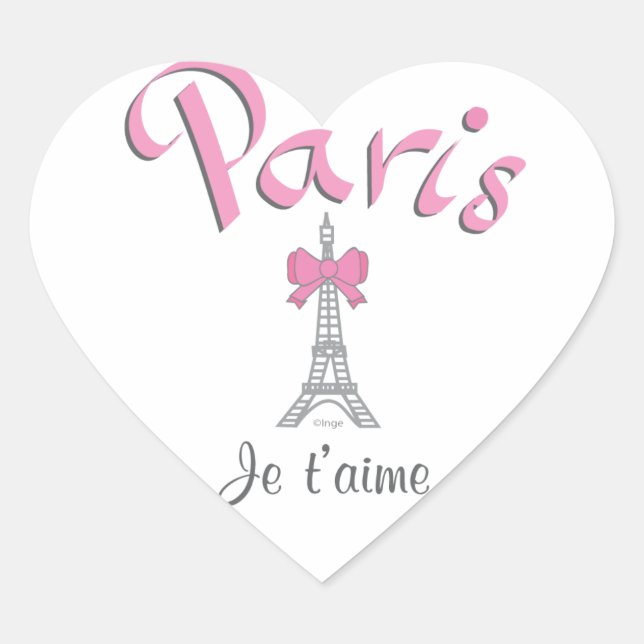 Pegatina En Forma De Corazón París - Je t'aime (Te amo) (Anverso)