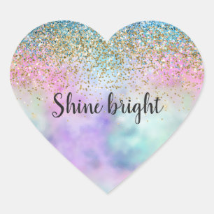 Pegatina En Forma De Corazón Parking de unicornio morado de Purpurina Aqua Gold