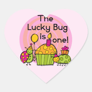 Pegatina En Forma De Corazón Pastel de bug de suerte camisetas de cumpleaños y 