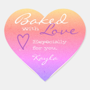 Pegatina En Forma De Corazón Pastel Ombre Púrpura Rosa Hizo Amor Forma Corazón