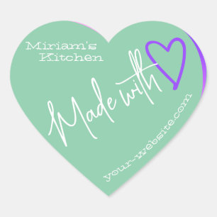 Pegatina En Forma De Corazón Pastel Verde azulado De La Cocina Hecha Con Amor