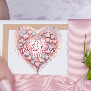 Pegatina En Forma De Corazón Pastel Whimsical Watercolor El día de San Valentín