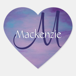 Pegatina En Forma De Corazón Pasteles de bonito | Cielo azul púrpura de la nube