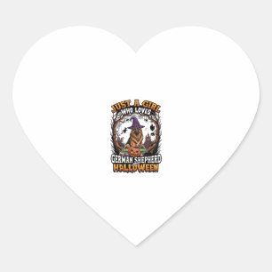 Pegatina En Forma De Corazón Pastor Alemán Halloween Perro Bruja Sombrero Calab