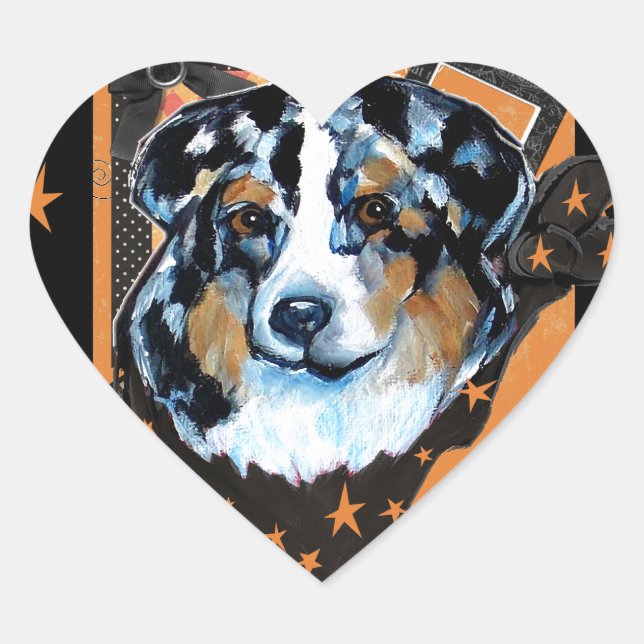 PEGATINA EN FORMA DE CORAZÓN PASTOR AUSTRALIANO (Anverso)