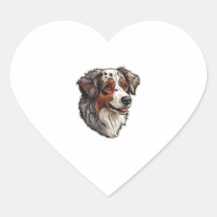 Pegatina En Forma De Corazón Pastor Australiano Perro 1