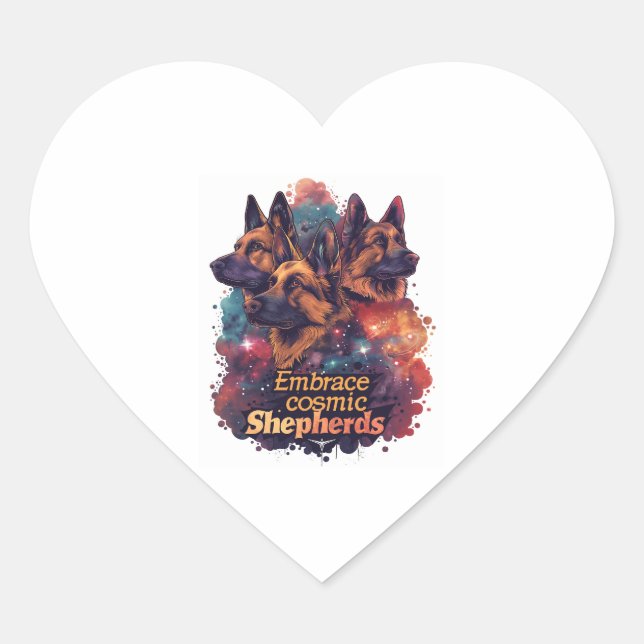 Pegatina En Forma De Corazón Pastores alemanes desatados (Anverso)
