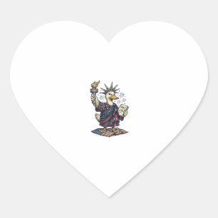 Pegatina En Forma De Corazón Pato Patriótico Diseño de camiseta vintage del 4 d