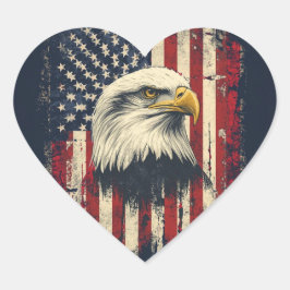 Pegatina En Forma De Corazón Patriotic Heart Eagle Flag Vinyl Laptop Decal