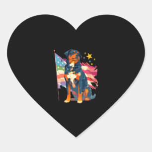 Pegatina En Forma De Corazón Patriotic Rottweiler con arte de la bandera de Est