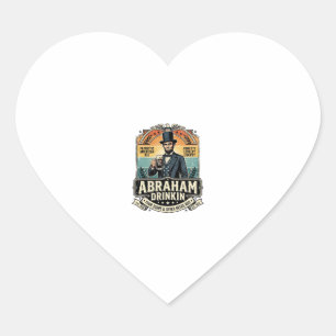 Pegatina En Forma De Corazón Patriótico Abraham Bebiendo Retro Afligido