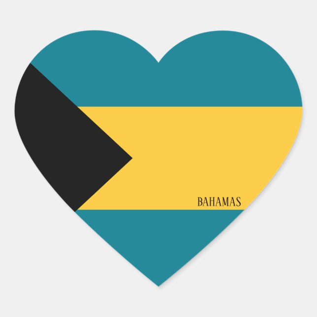 Pegatina En Forma De Corazón Patriótico de Bandera de Bahamas (Anverso)
