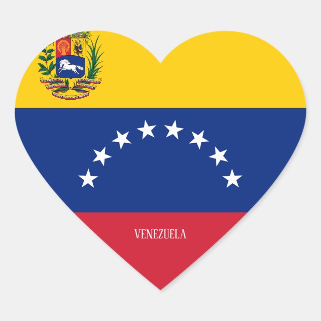 Pegatina En Forma De Corazón Patriótico de Bandera de Venezuela (Anverso)