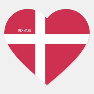 Pegatina En Forma De Corazón Patriótico de la Bandera de Dinamarca