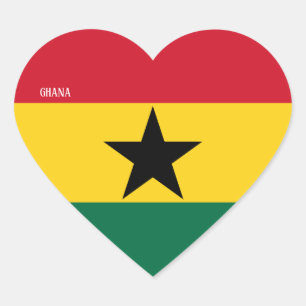 Pegatina En Forma De Corazón Patriótico de la Bandera de Ghana