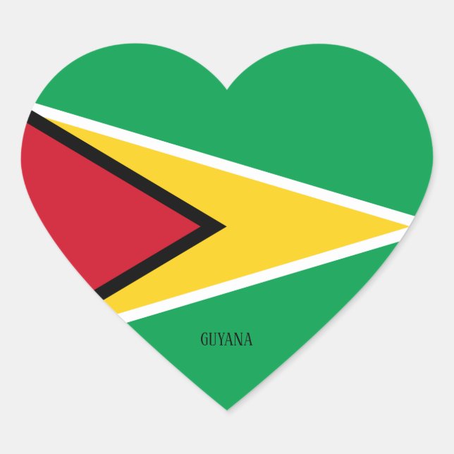 Pegatina En Forma De Corazón Patriótico de la Bandera de Guyana (Anverso)