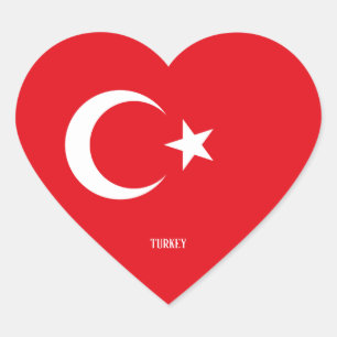 Pegatina En Forma De Corazón Patriótico de la Bandera de Turquía