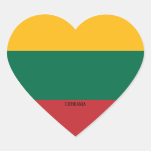 Pegatina En Forma De Corazón Patriótico espléndido de la bandera de Lituania
