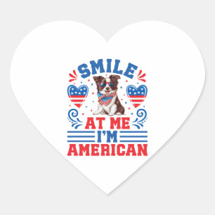 Pegatina En Forma De Corazón Patriótico Frontera Perro Collie para el 4 de juli