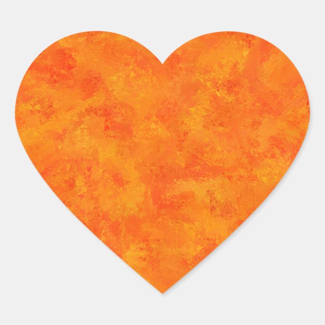 Pegatina En Forma De Corazón Patrón abstracto naranja (Anverso)