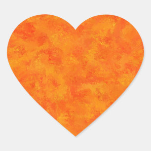 Pegatina En Forma De Corazón Patrón abstracto naranja