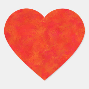 Pegatina En Forma De Corazón Patrón abstracto naranja rojo